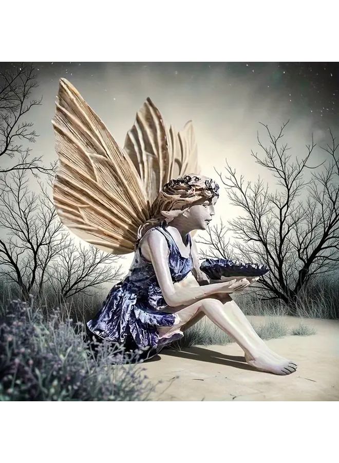 Elf Girl Feeding Birds Resin Fairy Statue Handcrafted Garden Home Decor Indoor Outdoor - Image 1